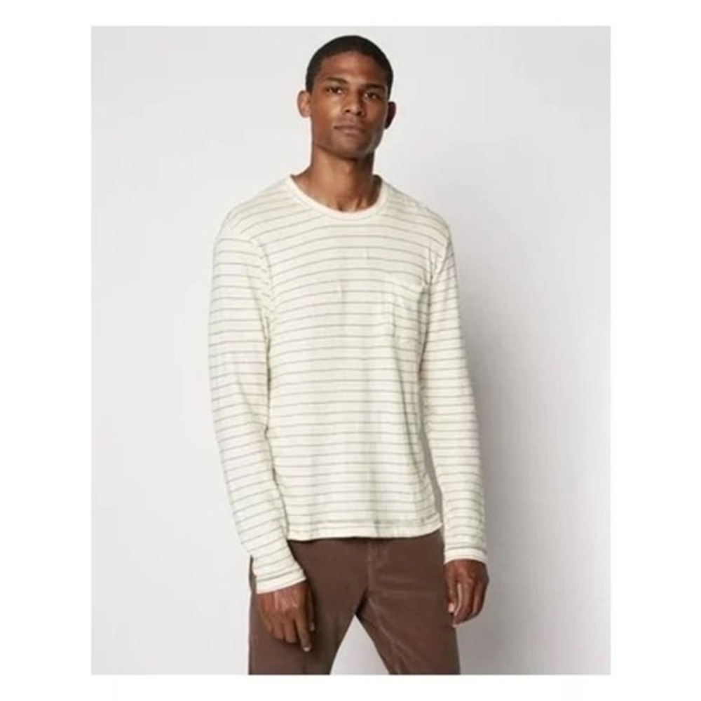 Mercy&Loyal‎ Cotton Long Sleeve Striped T-Shirt L Beige USA